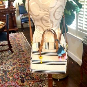 Fossil | Rachel Satchel Bag Black Stripe Tassel